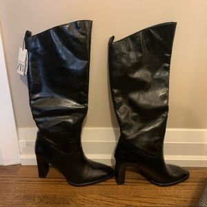 NWT Leather High Shaft Heeled Boots